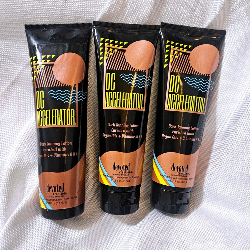 Lot of 3 Devoted Creations DC Accelerator Dark Tanning Lotion Argan Oil 8.5oz‎